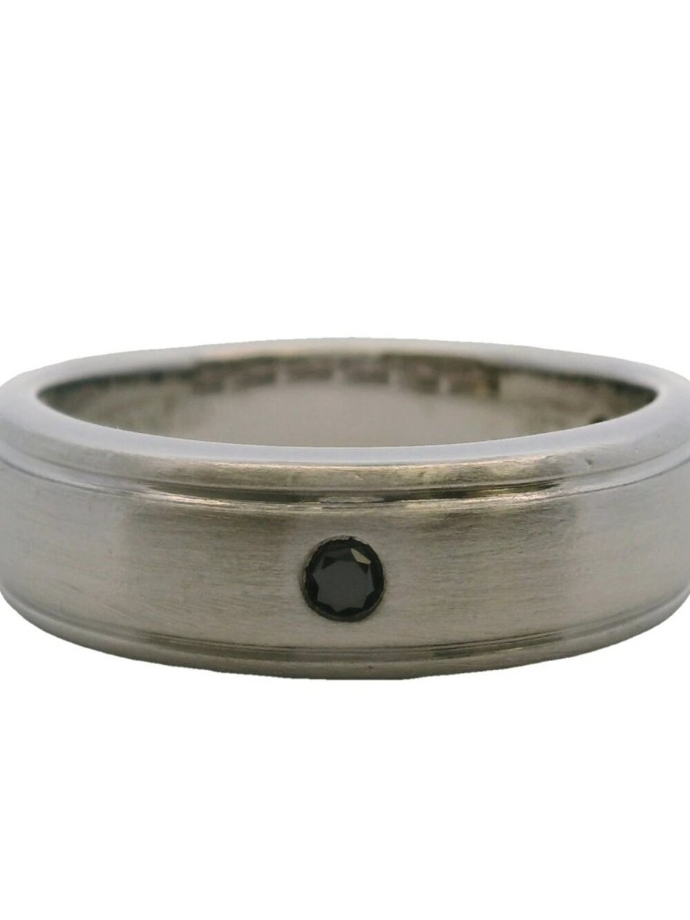 Vera Wang Love 14kt White Gold 7mm Band Flush-Mount Black Diamond Size 10.5